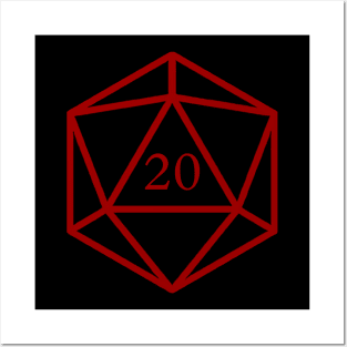 Simplistic Red D20 Crit Posters and Art